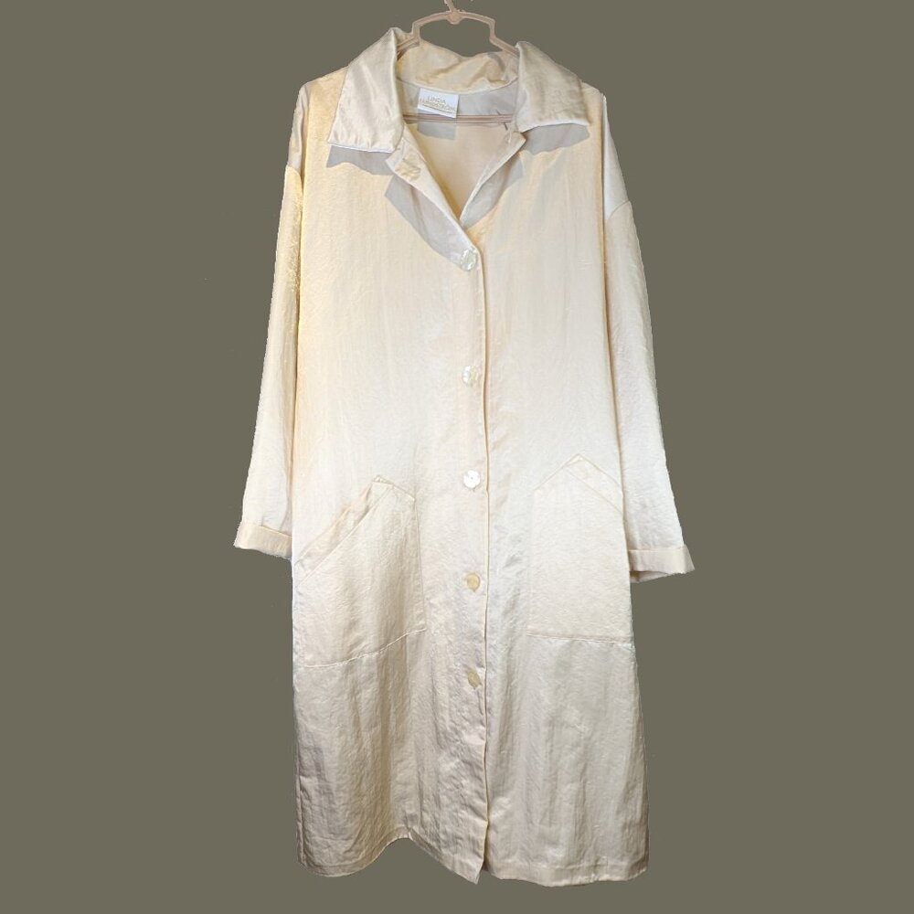 Linda Lundstrom Shimmering Cream Long Coat Size M